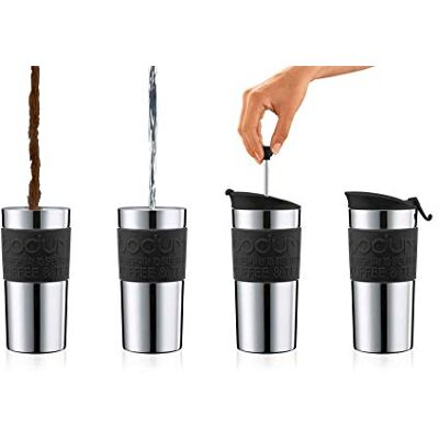 Bodum Travel Press Cafetière, French Press System, dubbelwandig, 0,35 liter, zwart Bodum Travel Press Cafetière, French Press System, dubbelwandig, 0,35 liter, zwart