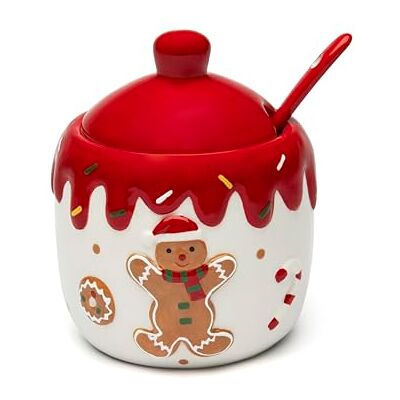 Excelsa Wonderful Ginger Kerstkaas/suikerpot van keramiek, met lepel Excelsa Wonderful Ginger Kerstkaas/suikerpot van keramiek, met lepel