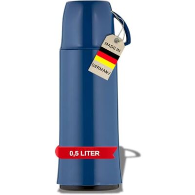 Helios Geïsoleerde Fles Elegance - 0,5L Plastic Lichtblauw met Bekertje Helios Geïsoleerde Fles Elegance - 0,5L Plastic Lichtblauw met Bekertje