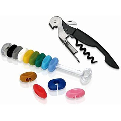 VB VIN BOUQUET Vin Bouquet FI 044 wijnset kurkentrekker en glasmarkeerders accessoires flessenopener glazen identificeren cadeau VB VIN BOUQUET Vin Bouquet FI 044 wijnset kurkentrekker en glasmarkeerders accessoires flessenopener glazen identificeren cadeau