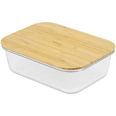 Culinare Naturals Voedselcontainer met Deksel 1,5L, Duurzaam Bamboe/Glazen, 22,5cm x 17cm x 7cm, Luchtdichte en Stapelbare Container voor de Keuken, 2 Jaar Garantie Culinare Naturals Voedselcontainer met Deksel 1,5L, Duurzaam Bamboe/Glazen, 22,5cm x 17cm x 7cm, Luchtdichte en Stapelbare Container voor de Keuken, 2 Jaar Garantie