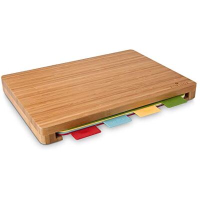 ROMINOX Geschenkartikel snijplanken // Vario in bamboe lichaam 5-delige set, 4 gekleurde kunststof planken in bamboe lichaam, voor hygiënische scheiding; afmetingen: ca. 35 x 26,5 x 4 cm ROMINOX Geschenkartikel snijplanken // Vario in bamboe lichaam 5-delige set, 4 gekleurde kunststof planken in bamboe lichaam, voor hygiënische scheiding; afmetingen: ca. 35 x 26,5 x 4 cm