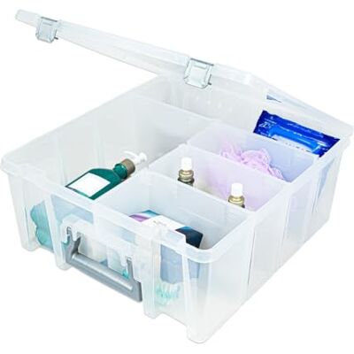 Best Kept AB Designs 6990ABD Super Satchel Dubbel Diep met Verwijderbare Verdelers Stapelbare Home Opslag Organisatie Container, Clear Best Kept AB Designs 6990ABD Super Satchel Dubbel Diep met Verwijderbare Verdelers Stapelbare Home Opslag Organisatie Container, Clear