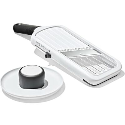 OXO Good Grips handbediende precisiemandoline Compacte verstelbare snijder met 5 bladinstellingen voor julienne en snijden Handvat met antislip Vaatwasmachinebestendig Gemakkelijk opbergen OXO Good Grips handbediende precisiemandoline Compacte verstelbare snijder met 5 bladinstellingen voor julienne en snijden Handvat met antislip Vaatwasmachinebestendig Gemakkelijk opbergen