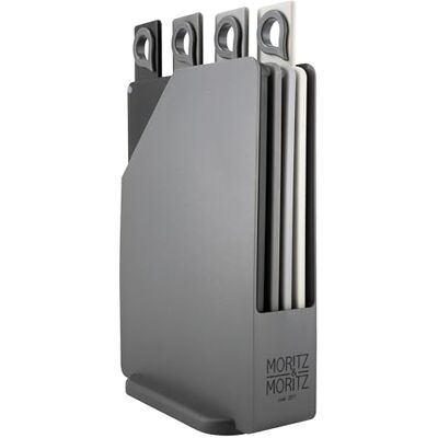 Moritz & Moritz 4 ontbijtplankjes, vaatwasmachinebestendig, 20,5 x 14,5 cm, kunststof snijplank, klein, in praktische standaard Moritz & Moritz 4 ontbijtplankjes, vaatwasmachinebestendig, 20,5 x 14,5 cm, kunststof snijplank, klein, in praktische standaard