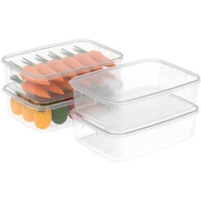 Cetomo 3.5L*4 Voedsel Opslag Containers, Magnetron, Vriezer en Vaatwasser, Lunchdozen, Koelkast Organizer Bakken met Deksel Cetomo 3.5L*4 Voedsel Opslag Containers, Magnetron, Vriezer en Vaatwasser, Lunchdozen, Koelkast Organizer Bakken met Deksel
