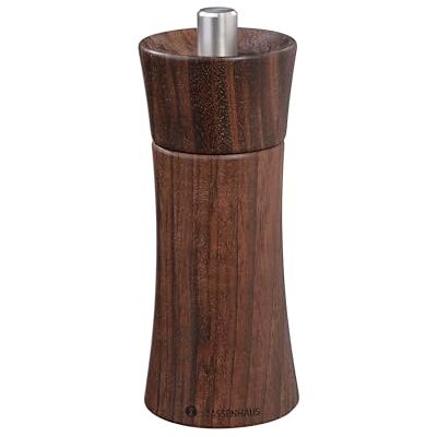 Zassenhaus FRANKFURT Pepermolen, 14 cm, notenhout, met traploos verstelbaar hoogwaardig keramisch maalwerk, gevulde kruidenmolen, diameter 5,4 × 14 cm Zassenhaus FRANKFURT Pepermolen, 14 cm, notenhout, met traploos verstelbaar hoogwaardig keramisch maalwerk, gevulde kruidenmolen, diameter 5,4 × 14 cm