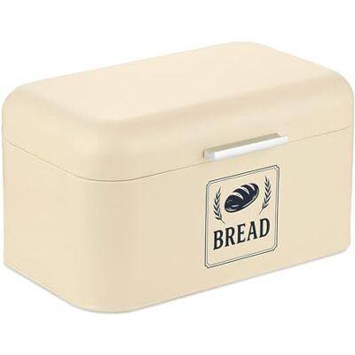 Relaxdays broodtrommel met deksel en handvat, metaal, beige, 16,5x30x19 cm, brood bewaren Relaxdays broodtrommel met deksel en handvat, metaal, beige, 16,5x30x19 cm, brood bewaren