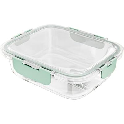Amig Luchtdichte rechthoekige voedselcontainer Inhoud: 370 ml 145 x 104 x 47 mm Glazen container geschikt voor magnetron, oven, vriezer en vaatwasser Groen Amig Luchtdichte rechthoekige voedselcontainer Inhoud: 370 ml 145 x 104 x 47 mm Glazen container geschikt voor magnetron, oven, vriezer en vaatwasser Groen