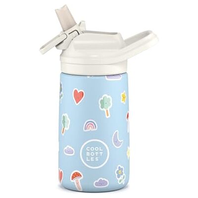 Cool Bottles Geïsoleerde waterfles van roestvrij staal 36 uur koud en 18 uur warm Rainbow Clouds 350 ml Cool Bottles Geïsoleerde waterfles van roestvrij staal 36 uur koud en 18 uur warm Rainbow Clouds 350 ml