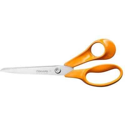 Fiskars Classic Universele hobby- en Stofschaar, Rechtshandig Totale lengte: 21 cm, Verbeterde Torx-schroef en ergonomischere Handvat, Kwaliteitsstaal/Kunststof, Oranje, 1075032 Fiskars Classic Universele hobby- en Stofschaar, Rechtshandig Totale lengte: 21 cm, Verbeterde Torx-schroef en ergonomischere Handvat, Kwaliteitsstaal/Kunststof, Oranje, 1075032