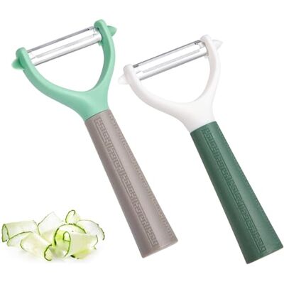 Euqvunn 2-delige Groenteschillers, Y-vormige Aardappelschiller voor de Keuken, Draaiende Fruit Schiller met Antislip Handvat, Roestvrijstalen Wortelschiller, 14,7 cm x 7,5 cm, Groen Euqvunn 2-delige Groenteschillers, Y-vormige Aardappelschiller voor de Keuken, Draaiende Fruit Schiller met Antislip Handvat, Roestvrijstalen Wortelschiller, 14,7 cm x 7,5 cm, Groen