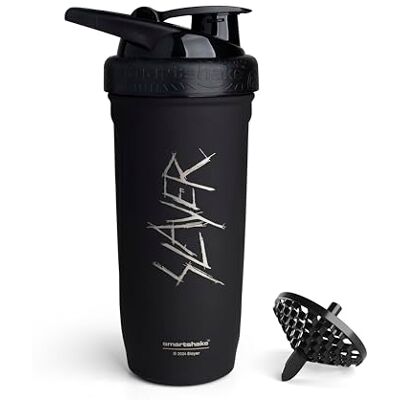 Smartshake Rockband Reforce Eiwit Shaker Fles van roestvrij staal, 900 ml, lekvrij, schroefdeksel, BPA-vrij, niet geïsoleerd, uniseks, met slogan en kraslogo Smartshake Rockband Reforce Eiwit Shaker Fles van roestvrij staal, 900 ml, lekvrij, schroefdeksel, BPA-vrij, niet geïsoleerd, uniseks, met slogan en kraslogo
