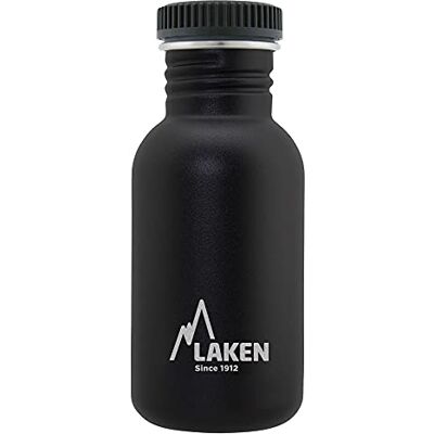 LAKEN roestvrijstalen fles met zwarte draadplug en 500 ml brede mond, zwart LAKEN roestvrijstalen fles met zwarte draadplug en 500 ml brede mond, zwart