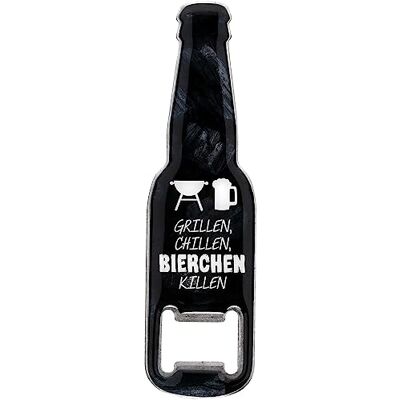 GRUSS & CO Flesopener motief "grillen, chillen, biertjes killen" grappige flesopener met magneet mannencadeau, feestgeschenk 48593 GRUSS & CO Flesopener motief "grillen, chillen, biertjes killen" grappige flesopener met magneet mannencadeau, feestgeschenk 48593