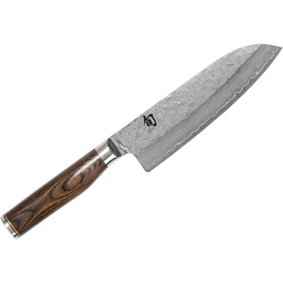 KAI Shun Premier Santoku mes van VG-10 damaststaal1 met handvat van walnoothout, lemmetlengte: 18 cm, lengte greep: 12 cm, TDM-1702 KAI Shun Premier Santoku mes van VG-10 damaststaal1 met handvat van walnoothout, lemmetlengte: 18 cm, lengte greep: 12 cm, TDM-1702