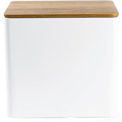 Salter BW12899WEU7 Toronto Bread Bin – Acacia Wooden Lid, Powder Coated Finish, Easy Clean, Store Bread, Bagels, Pastries, Large Bread Bin Storage Container, Holds 2 Loaves of Bread, White/Wooden Salter BW12899WEU7 Toronto Bread Bin – Acacia Wooden Lid, Powder Coated Finish, Easy Clean, Store Bread, Bagels, Pastries, Large Bread Bin Storage Container, Holds 2 Loaves of Bread, White/Wooden