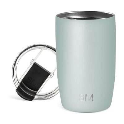 Simple Modern Reiskoffiemok geïsoleerde roestvrijstalen thermosbeker Voyager met rietje en doorzichtig klapdeksel 350 ml beker, zeeglas salie Simple Modern Reiskoffiemok geïsoleerde roestvrijstalen thermosbeker Voyager met rietje en doorzichtig klapdeksel 350 ml beker, zeeglas salie
