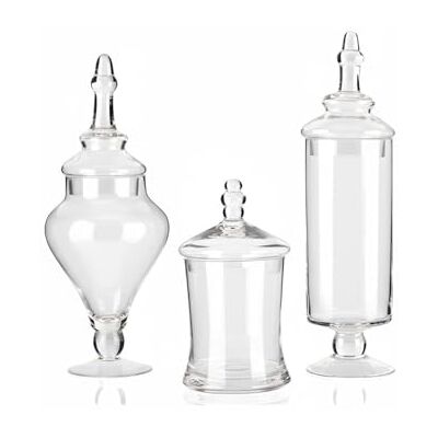 Wintem Set van 3 glazen potten met luchtdicht deksel, transparant, ideaal voor keuken, eetkamer en buffet, variabele capaciteit, eenvoudig te bedienen, elegant design Wintem Set van 3 glazen potten met luchtdicht deksel, transparant, ideaal voor keuken, eetkamer en buffet, variabele capaciteit, eenvoudig te bedienen, elegant design