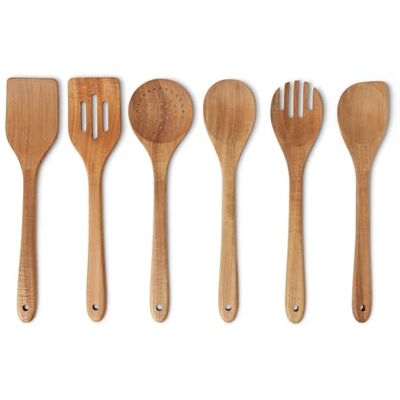 Amazon Basics Houten Keukengerei, 6-delige Set, Acaciahout, Voorgeolied, Veilig voor Kookgerei Amazon Basics Houten Keukengerei, 6-delige Set, Acaciahout, Voorgeolied, Veilig voor Kookgerei