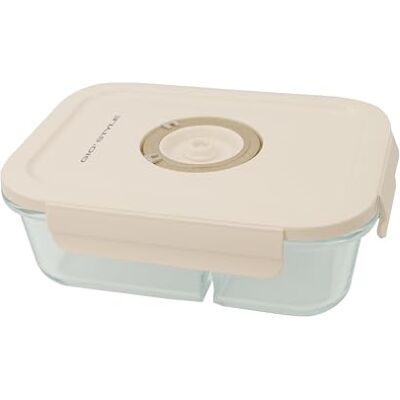 GIO'STYLE GioStyle container met 2 vacuümvakken voor levensmiddelen, glas, 1 l, rechthoekig, lange levensduur, datumweergave op het deksel, parellijn GIO'STYLE GioStyle container met 2 vacuümvakken voor levensmiddelen, glas, 1 l, rechthoekig, lange levensduur, datumweergave op het deksel, parellijn