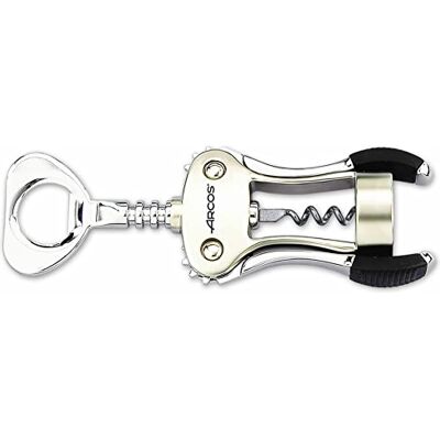 Arcos Handmatige Kurkentrekker 195mm van Zinklegering met Flesopener. Antislip Gereedschap om Wijn en Bier te Openen. Zilverkleurig Arcos Handmatige Kurkentrekker 195mm van Zinklegering met Flesopener. Antislip Gereedschap om Wijn en Bier te Openen. Zilverkleurig