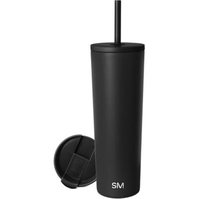 Simple Modern 828mL (28oz) Classic Reismok Tumbler met 2 deksels: herbruikbaar rietje en klep kolf koffie bier geïsoleerde bier pint beker 18/8 roestvrij staal Middernacht Zwart Simple Modern 828mL (28oz) Classic Reismok Tumbler met 2 deksels: herbruikbaar rietje en klep kolf koffie bier geïsoleerde bier pint beker 18/8 roestvrij staal Middernacht Zwart