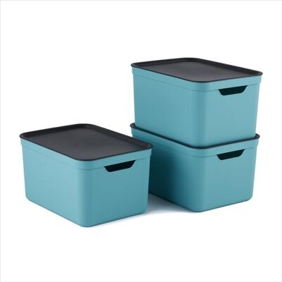 jive be organized Jive Dekobox Set van 3 opbergdozen 16l met deksel, Kunststof (PP gerecycleerd), turkoois/antraciet, 3x16l (37.5 x 27.8 x 29.8 cm) jive be organized Jive Dekobox Set van 3 opbergdozen 16l met deksel, Kunststof (PP gerecycleerd), turkoois/antraciet, 3x16l (37.5 x 27.8 x 29.8 cm)
