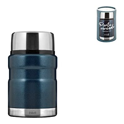 H&H Lunchbox van roestvrij staal 18/10 blauw 0,5 l H&H Lunchbox van roestvrij staal 18/10 blauw 0,5 l