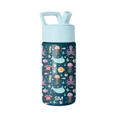 Simple Modern SM-KIDS Kinderwaterfles met rietdeksel Geïsoleerde roestvrijstalen herbruikbare beker voor peuters, meisjes, jongens Summit Collection 14 oz, onder de zee,14OZ Simple Modern SM-KIDS Kinderwaterfles met rietdeksel Geïsoleerde roestvrijstalen herbruikbare beker voor peuters, meisjes, jongens Summit Collection 14 oz, onder de zee,14OZ