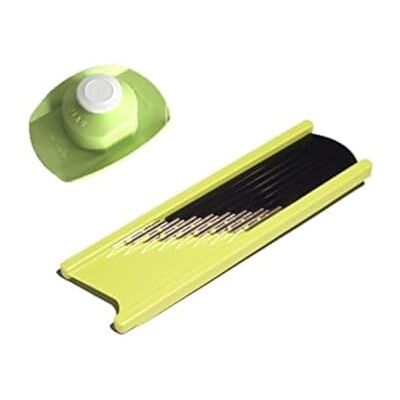 JOSKO Produkte Set van 2 gegolfde snijders, aardappelsnijder met roestvrijstalen lemmet + vingerbescherming, groente en fruit in golven of roosterpatroon, limoen, 510 JOSKO Produkte Set van 2 gegolfde snijders, aardappelsnijder met roestvrijstalen lemmet + vingerbescherming, groente en fruit in golven of roosterpatroon, limoen, 510