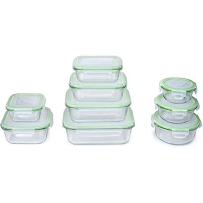 Alpina Glazen Voedingscontainers - 18 Stuks - Magnetron & Vriesveilig Alpina Glazen Voedingscontainers - 18 Stuks - Magnetron & Vriesveilig