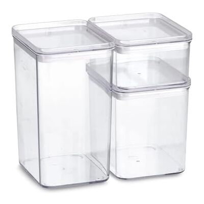Wintem Set van 3 vershouddozen met luchtdicht deksel en siliconen afdichting, ideaal voor het bewaren van levensmiddelen in dispenser, koelkast of vriezer, 500 ml, 1100 ml, 1650 ml Wintem Set van 3 vershouddozen met luchtdicht deksel en siliconen afdichting, ideaal voor het bewaren van levensmiddelen in dispenser, koelkast of vriezer, 500 ml, 1100 ml, 1650 ml