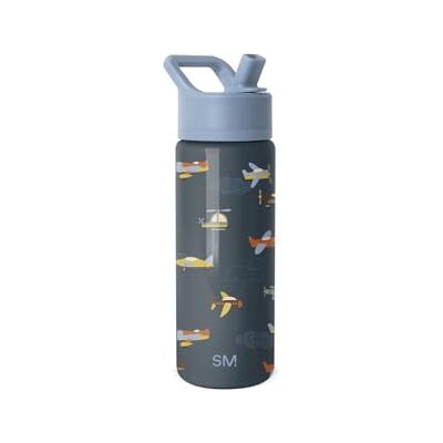 Simple Modern Drinkfles met rietje voor kinderen, geïsoleerde roestvrijstalen drinkfles, herbruikbaar, voor meisjes en kinderen en school, Summit, 530 ml, Wheels Up Simple Modern Drinkfles met rietje voor kinderen, geïsoleerde roestvrijstalen drinkfles, herbruikbaar, voor meisjes en kinderen en school, Summit, 530 ml, Wheels Up