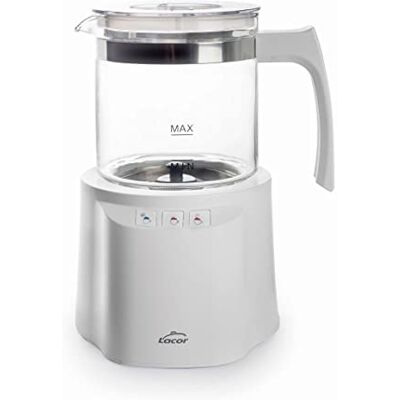 Lacor 69398 melkopschuimer 3-in-1 met houder, basis van roestvrij staal, luchtdicht deksel en ergonomische handgreep, BPA-vrij, 250 ml, glas, wit Lacor 69398 melkopschuimer 3-in-1 met houder, basis van roestvrij staal, luchtdicht deksel en ergonomische handgreep, BPA-vrij, 250 ml, glas, wit