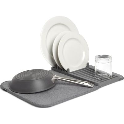 Umbra UDry afdruiprek en microvezelmat, Houtskool Absorberende microvezelbasis, uitneembare lade, vaatwasmachinebestendig, compacte opslag, BPA-vrij plastic Umbra UDry afdruiprek en microvezelmat, Houtskool Absorberende microvezelbasis, uitneembare lade, vaatwasmachinebestendig, compacte opslag, BPA-vrij plastic