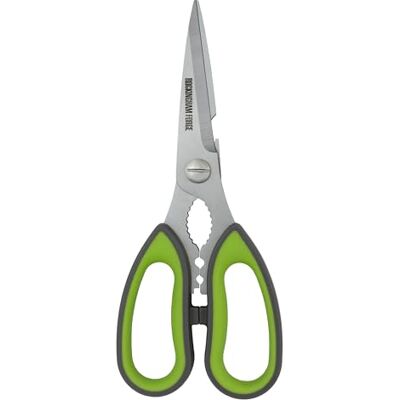 Rio Scherpe Keukenschaar met Notenkraker en Flesopener, Roestbestendige Roestvrijstalen Bladen, 9 CM, groen en grijs Rio Scherpe Keukenschaar met Notenkraker en Flesopener, Roestbestendige Roestvrijstalen Bladen, 9 CM, groen en grijs