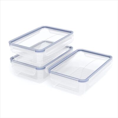 Rotho Clic & Lock, Set Van 3 Plastic Voedselopslagcontainers, Luchtdicht En 100% Lekvrij, Met Clipsluiting En Siliconen Afdichting, Set 3X 1,5 L, Transparant-Blauw Rotho Clic & Lock, Set Van 3 Plastic Voedselopslagcontainers, Luchtdicht En 100% Lekvrij, Met Clipsluiting En Siliconen Afdichting, Set 3X 1,5 L, Transparant-Blauw