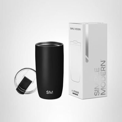 Simple Modern 470 ml (16oz) Voyager Reismok Tumbler Vacuüm geïsoleerde dubbelwandige 18/8 roestvrijstalen reismok met sluitend klepje en herbruikbare rietjes Geschenkflesbeker Simple Modern 470 ml (16oz) Voyager Reismok Tumbler Vacuüm geïsoleerde dubbelwandige 18/8 roestvrijstalen reismok met sluitend klepje en herbruikbare rietjes Geschenkflesbeker