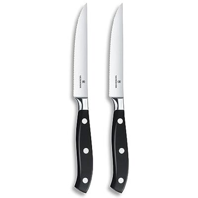 Victorinox , 7.7242.2W, Grand Maître, Steakmesser-Set, 2-teilig, Extra scharfe Klinge, mit Wellenschliff, 12, cm, robuster Kunststoff-Griff, Schwarz, Spülmaschinengeeignet Victorinox , 7.7242.2W, Grand Maître, Steakmesser-Set, 2-teilig, Extra scharfe Klinge, mit Wellenschliff, 12, cm, robuster Kunststoff-Griff, Schwarz, Spülmaschinengeeignet