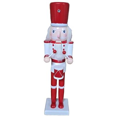 DRW Gelaste notenkraker van hout, wit en rood, 10 x 8 x 38 cm DRW Gelaste notenkraker van hout, wit en rood, 10 x 8 x 38 cm
