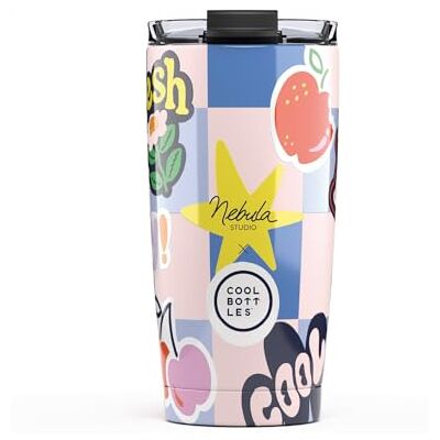 Cool Bottles Thermobeker van roestvrij staal, 550 ml Houdt dranken 10 uur koud en 5 uur warm Lekvrij deksel, BPA-vrij Sticker Fever x Nebula Cool Bottles Thermobeker van roestvrij staal, 550 ml Houdt dranken 10 uur koud en 5 uur warm Lekvrij deksel, BPA-vrij Sticker Fever x Nebula