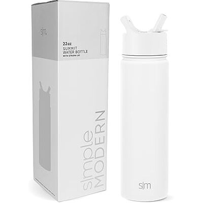 Simple Modern Summit Collection Waterfles met rietdeksel, vacuüm-geïsoleerde roestvrij stalen metalen thermosflessen, herbruikbare lekvrije BPA-vrije fles voor school, Summit Collectie, 55 ml, Simple Modern Summit Collection Waterfles met rietdeksel, vacuüm-geïsoleerde roestvrij stalen metalen thermosflessen, herbruikbare lekvrije BPA-vrije fles voor school, Summit Collectie, 55 ml,