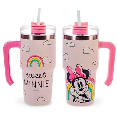 H&H Minnie Sweet Thermosbeker met rietje, 0,6 l, van roestvrij staal, dubbelwandig, herbruikbaar, lekvrij, ideaal voor school, kantoor, sport en reizen H&H Minnie Sweet Thermosbeker met rietje, 0,6 l, van roestvrij staal, dubbelwandig, herbruikbaar, lekvrij, ideaal voor school, kantoor, sport en reizen