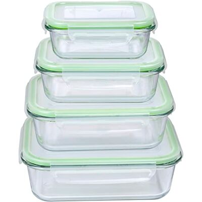 alpina Vershouddozen met deksel glas 8-delig glazen container opbergdoos magnetron, vriezer, boven en vaatwasser veilig 370, 640, 1050, 1520 ml alpina Vershouddozen met deksel glas 8-delig glazen container opbergdoos magnetron, vriezer, boven en vaatwasser veilig 370, 640, 1050, 1520 ml