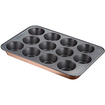 Tefal Airbake J2555014 Muffins bakvorm, 12 muffins, antiaanbaklaag, koolstofstaal, bruin, 29 x 41 cm Tefal Airbake J2555014 Muffins bakvorm, 12 muffins, antiaanbaklaag, koolstofstaal, bruin, 29 x 41 cm