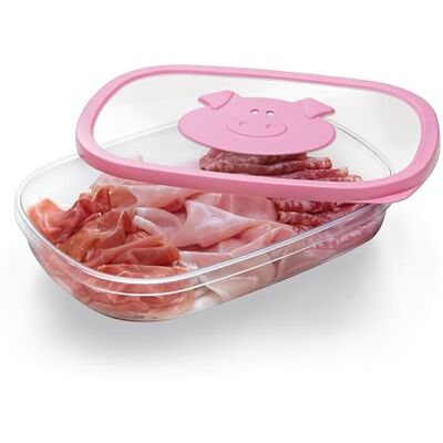 Snips , Braadselcontainer, 1,5 l, container voor vleeswaren, kleur: roze, gemaakt in Italië Snips , Braadselcontainer, 1,5 l, container voor vleeswaren, kleur: roze, gemaakt in Italië