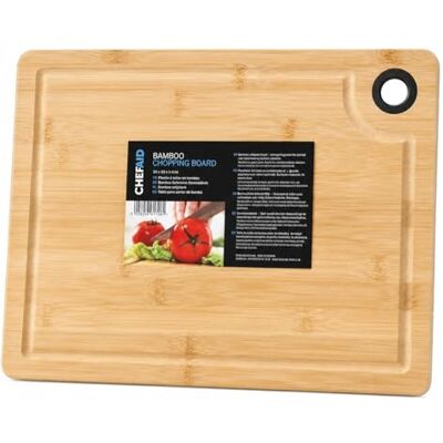Chef Aid Bamboe Snijplank 33 x 23 x 1,4 cm Keukenplank van 100 procent bamboe met sapgoot antislip rubberen voetjes ophangoog voor groente fruit brood vlees kaas en keukenwerk Chef Aid Bamboe Snijplank 33 x 23 x 1,4 cm Keukenplank van 100 procent bamboe met sapgoot antislip rubberen voetjes ophangoog voor groente fruit brood vlees kaas en keukenwerk