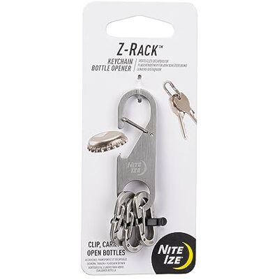 Nite Ize Z-Rack Sleutelhanger flesopener kleine roestvrijstalen sleutelhanger karabijnhaak met flesopener sleutelhanger flesopener met drie MicroLink mini-karabijnhaken Nite Ize Z-Rack Sleutelhanger flesopener kleine roestvrijstalen sleutelhanger karabijnhaak met flesopener sleutelhanger flesopener met drie MicroLink mini-karabijnhaken