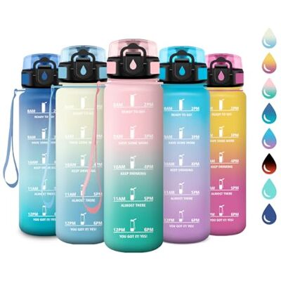 KollyKolla Drinkfles, 500 ml, lekvrije waterfles, herbruikbare fles, filterflessen met tijdmarkeringen, BPA-vrij, motiverende drinkfles voor kinderen, school, kantoor, yoga KollyKolla Drinkfles, 500 ml, lekvrije waterfles, herbruikbare fles, filterflessen met tijdmarkeringen, BPA-vrij, motiverende drinkfles voor kinderen, school, kantoor, yoga